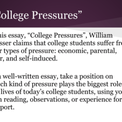 College pressures by william zinsser